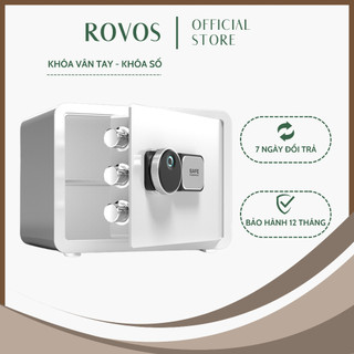 Két Sắt Mini ROVOS Két Sắt Mini Vân Tay Thông Minh Kiểu Ngang Màu Trắng Đen, Chất Liệu Thép Cán Phủ Sơn Tĩnh Điện 4 Lớp