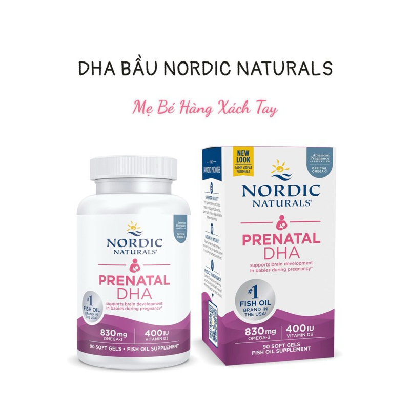 CÓ BILL- HSD 2027- HÀNG AIR  DHA Bầu Nordic Naturals Prenatal