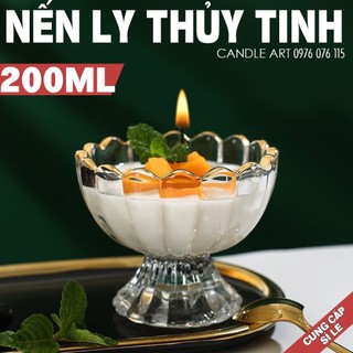 Ly thủy tinh vân sọc bí ngô làm nến ly cốc phong cách kem xôi - ly thủy tinh đựng nến, đựng kem, sữa chua