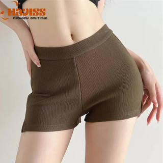 Quần short bigsize nữ Haviss cạp chun vải len tăm lạnh co giãn ôm body thiết kế xẻ gấu năng động cá tính