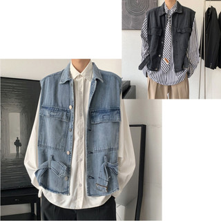 Áo khoác bò gi lê nam nữ màu đen xám và xanh 8867 Pon.mens