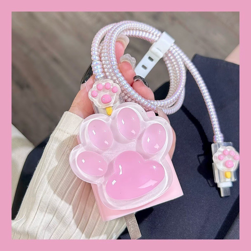 [Bọt Biển Cheese] Bộ phụ kiện bảo vệ cáp và củ sạc PD18/20W bằng silicon hoạt hình chống đứt gãy | BigBuy360 - bigbuy360.vn