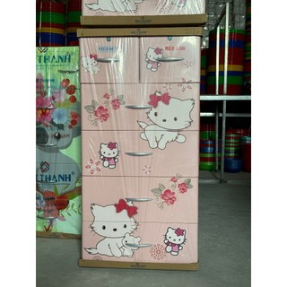 Tủ nhựa 5 tầng size M ngang 60 cm 6 ngăn có ổ khóa và bánh xe nhiều mẫu hình doremon, hoa đào, hình mèo - TỦ 5 TẦNG M