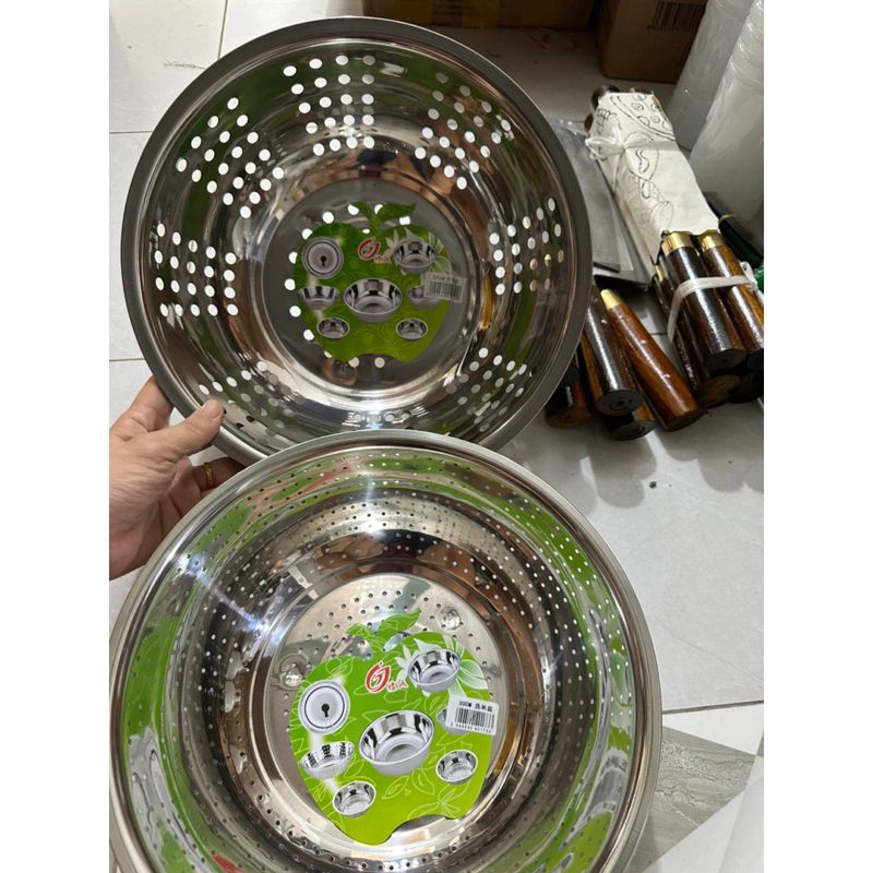 Rổ inox đa năng lỗ lưới nhỏ dày - Rổ tròn lỗ bé inox 30cm