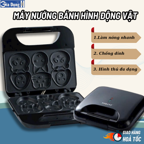 Máy Nướng Bánh 6 Khuôn Hình Thú - Thiết Kế Cao Cấp - Nướng Bánh Dễ Dàng [ BẢO HÀNH 12 THÁNG ]