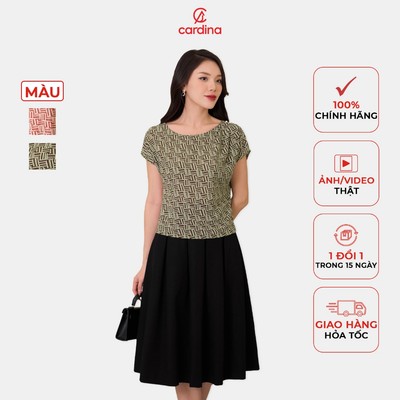 Áo lụa nữ CARDINA  xếp ly vai chờm chất liệu nhẹ nhàng thoáng mát họa tiết trẻ trung thanh lịch 4ASC03