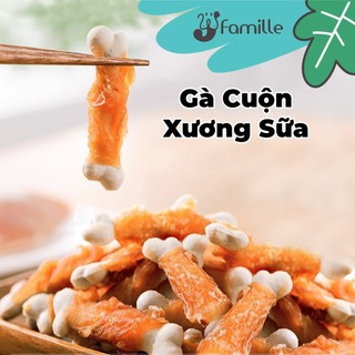 [TOP 1 PETSNACK]Gà Vịt Cuộn Xương Canxi Sữa, Đồ Ăn Vặt Cho Chó JFamille, Bổ Sung Protein Từ Gà Vịt, Gói 100gr - JF1026