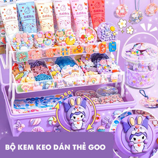 Bộ kem keo dán thẻ Goo, đồ chơi trẻ em, đồ chơi tự làm quà tặng cho người thân, hộp lưu trữ 3 lớp đặc biệt cao cấp