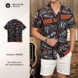 Áo Sơ Mi Cuban nam Mark Ngắn Tay MK CLEVER Chất liệu lụa mềm mịn, thoáng mát, chống nhăn, form rộng hằng ngày