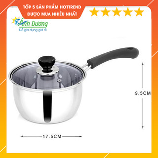 Nồi nấu bột, nấu cháo đồ ăn dặm cho bé inox 304 size 18cm dày dặn, cao cấp