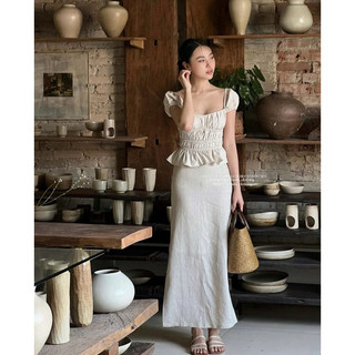 Set áo pelum nhún chỉ thân + cv midi