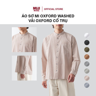 Áo sơ mi oxford washed vải oxford cổ trụ muji
