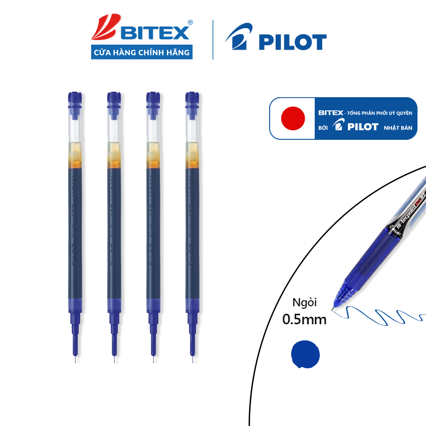 Ruột bút Pilot mực nước Hi-Techpoint V5 RT mực xanh BXS-V5RT-L (1 ống)