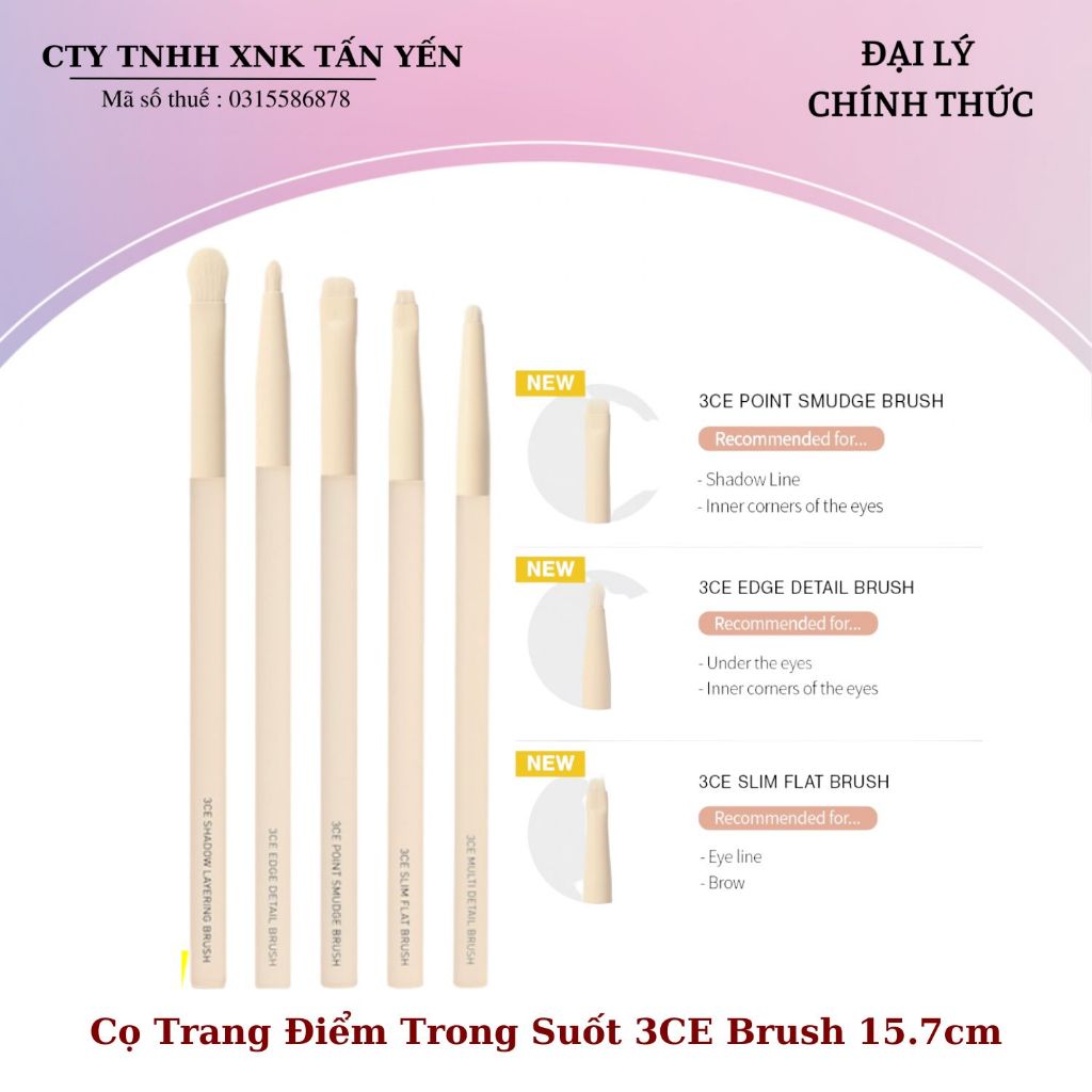 Cọ Trang Điểm 3CE Multi Detail Brush +  Flat Haft Fan Brush + Flat Oval Fan Brush