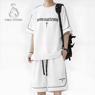  Bộ Quần Áo Nam UMA STORE Kẻ Sọc Thêu Chữ Thập Chất Thun Co Giãn Bốn Chiều Siêu Mát Cá Tính Trẻ Trung 