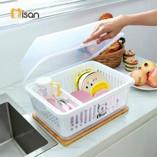 Khay úp bát Misan có nắp đậy kèm khay hứng nước, dùng để úp đồ dùng cá nhân cho bé