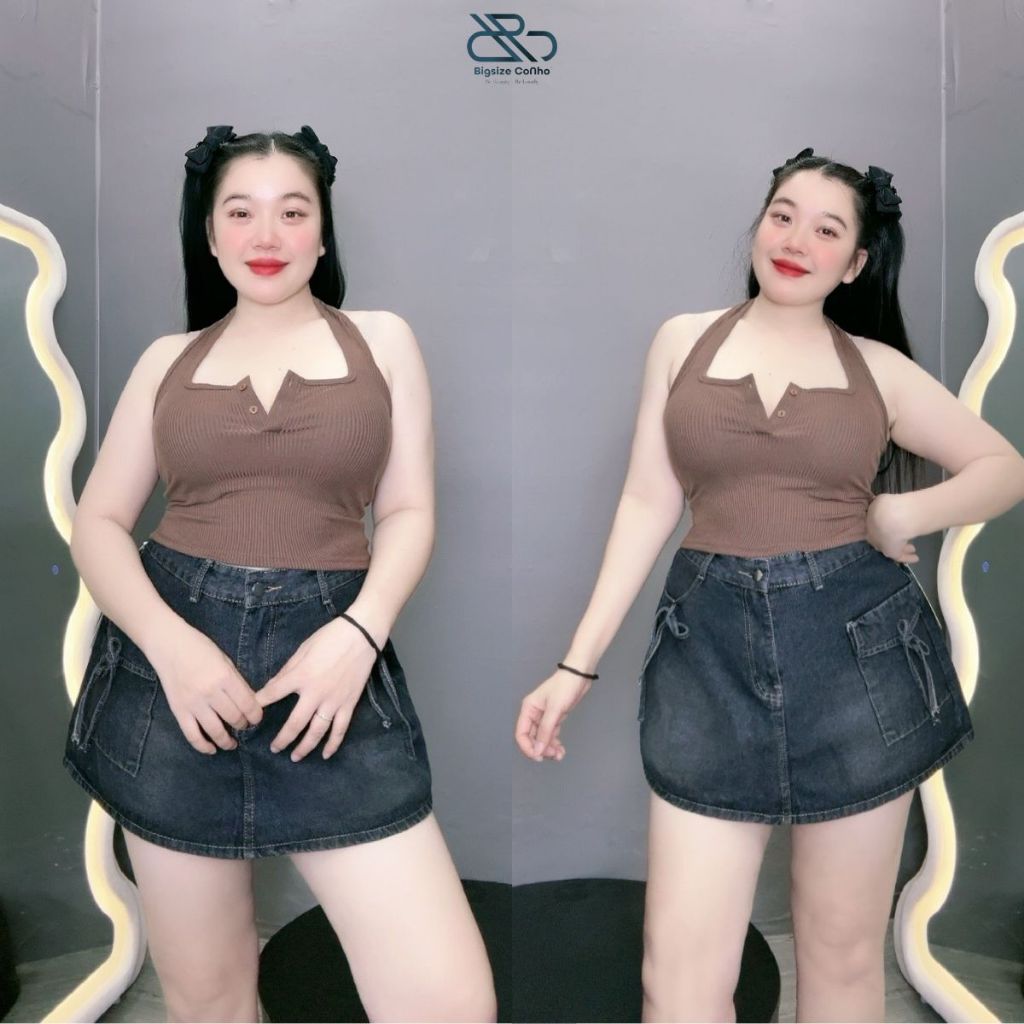 Áo Ba Lỗ Bigsize Cô Nhỏ Nút Ngực Dáng Croptop Nút Tháo Được Vải Thun Gân Mềm Mại Co Giãn G46