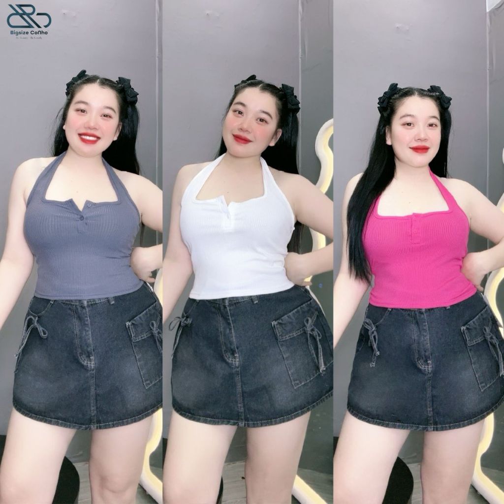 Áo Ba Lỗ Bigsize Cô Nhỏ Nút Ngực Dáng Croptop Nút Tháo Được Vải Thun Gân Mềm Mại Co Giãn G46