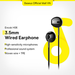 Tai Nghe Nhét Tai Baseus H06 Cổng 3.5mm Cho Âm Thanh Sống Động Tai nghe có dây In-Ear với Mic cho Samsung Xiaomi Sony