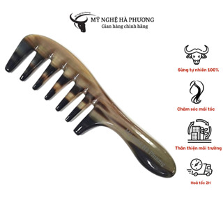 Lược sừng răng thưa massage, chải thông kinh lạc 7 răng