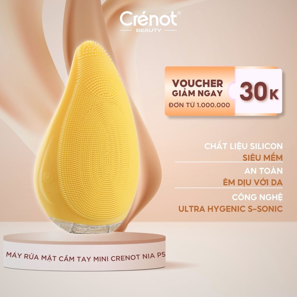 Máy Rửa Mặt Mini Cầm Tay Crenot Nia P5 Silicone Siêu Mềm Sóng Âm Rửa Sạch Sâu Lỗ Chân Lông Thiết Kế Công Thái Học