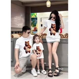 [giá sĩ] áo gia đình họa tiết GÂU MẪU MỚI 2024, đồ gia đình 3/4/5 người chất cotton mịn mát giá sĩ