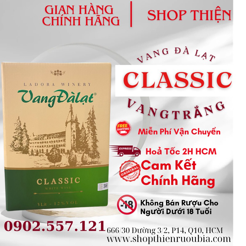 [Chính Hãng] Vang Đà Lạt Trắng 12 3 Lít-Vang Trắng