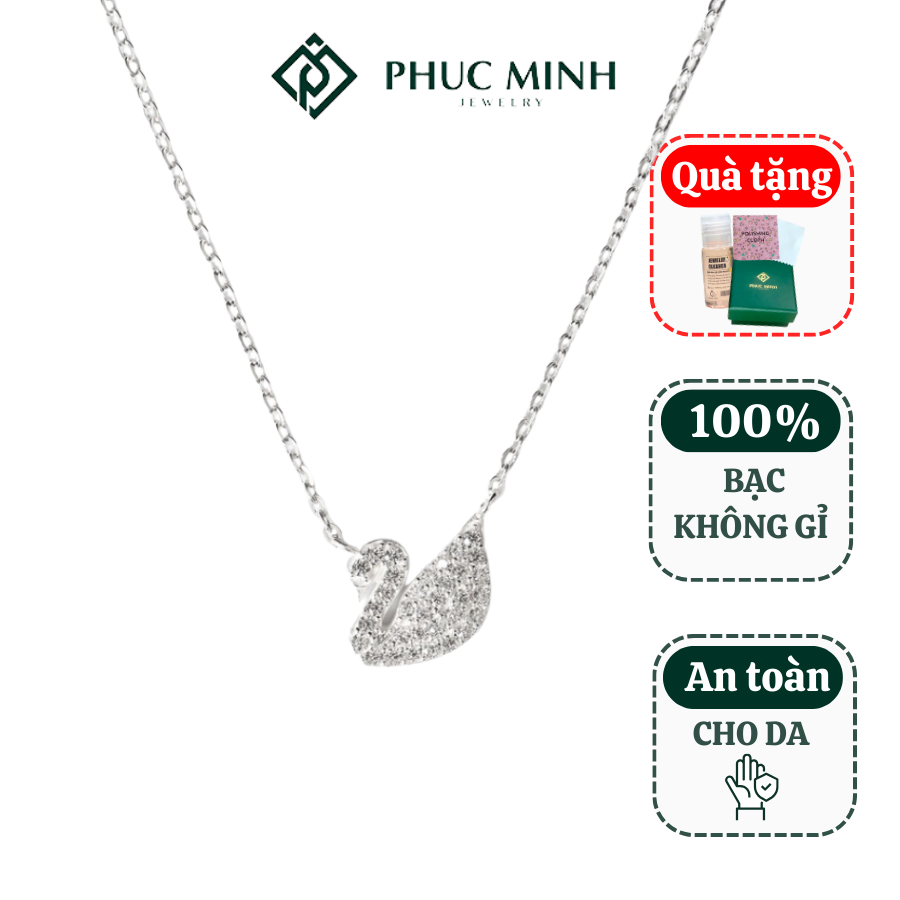 Dây chuyền bạc nữ thiên nga đính đá nữ tính Phuc Minh Jewelry
