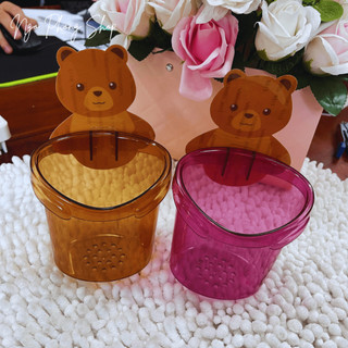 Bộ sản phẩm 1 Cốc/2 cốc gấu dán tường để bàn chải đánh răng hình gấu có lỗ thoát nước tiện lợi.