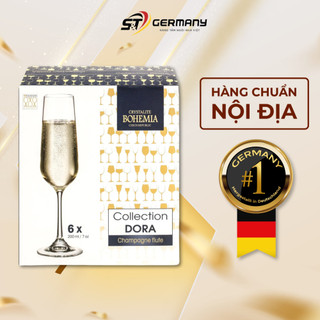 Bộ 6 ly champange pha lê Bohemia Strix 200ml nội địa Đức, Bộ ly vang pha lê cao cấp GermanySnT 290011