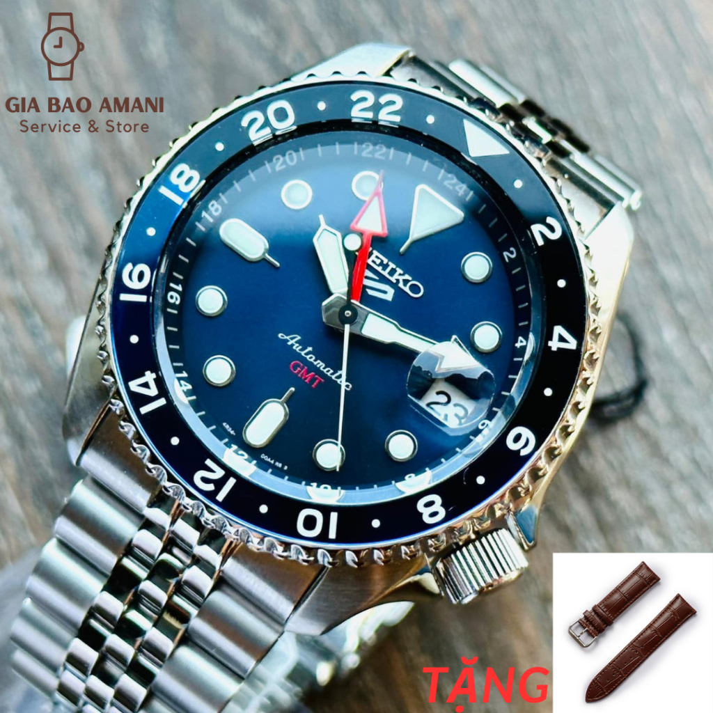 Đồng Hồ Nam SEIKO 5 Automatic GMT Watch SSK003K1 Chính Hãng Tặng Dây Da Cao Cấp
