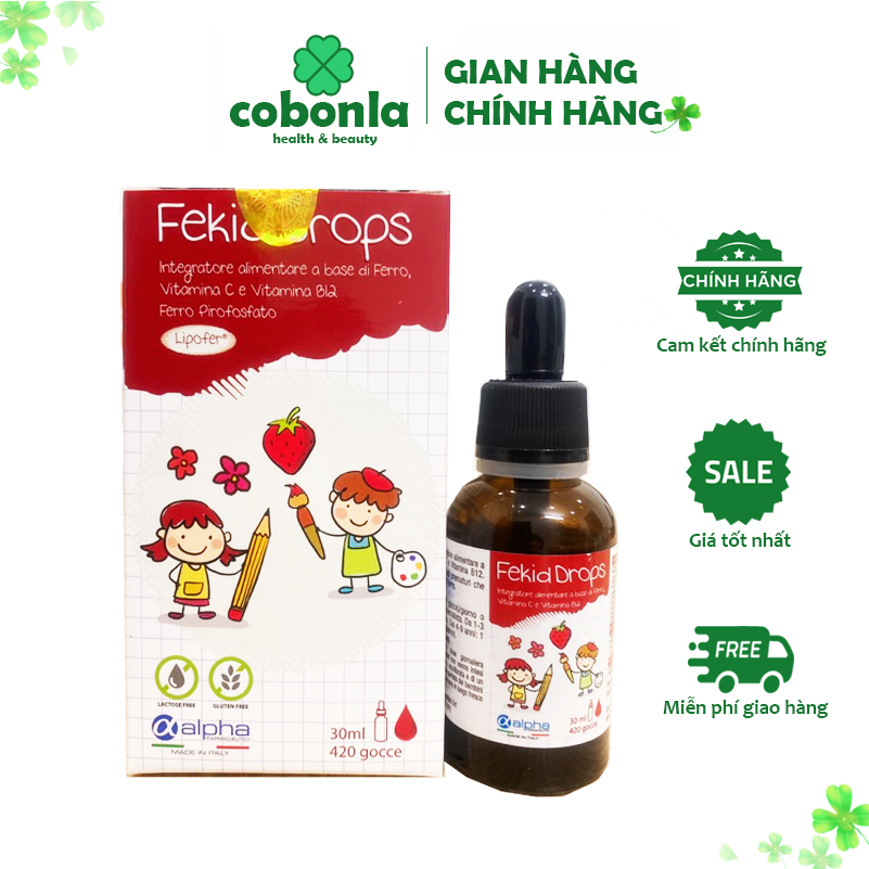 Sắt hữu cơ Fekid drops hỗ trợ tăng khả năng tạo máu, giảm nguy cơ thiếu máu do thiếu sắt - 30ml