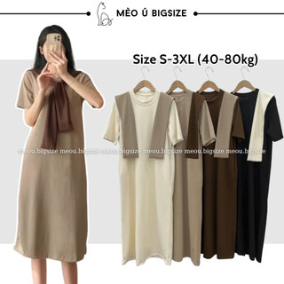 Đầm nữ BIGSIZE váy polo dáng dài cộc tay kèm khăn thủy thủ 543