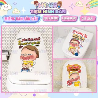 Decal dán nắp bồn cầu quỳnh aka cute - miếng dán bồn cầu quỳnh aka chống nước - trang trí bồn cầu, tường toilet