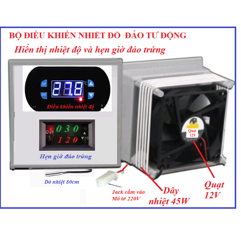 Máy ấp trứng đảo tay và tự động đảo trứng( chưa bao gồm hộp xốp)