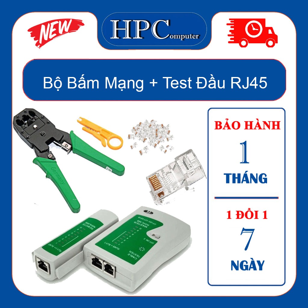 Bộ kiềm bấm mạng + 50 hạt mạng RJ45 + Hộp test cáp mạng RJ45/11 kèm pin Loại Tốt