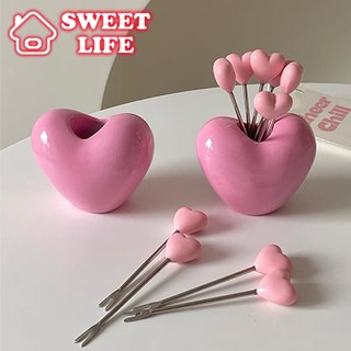 Dĩa ăn hoa quả hình trái tim siêu đẹp, dễ thương phù hợp với gia đình - Set 10 dĩa ăn hoa quả kèm hộp đựng trái tim
