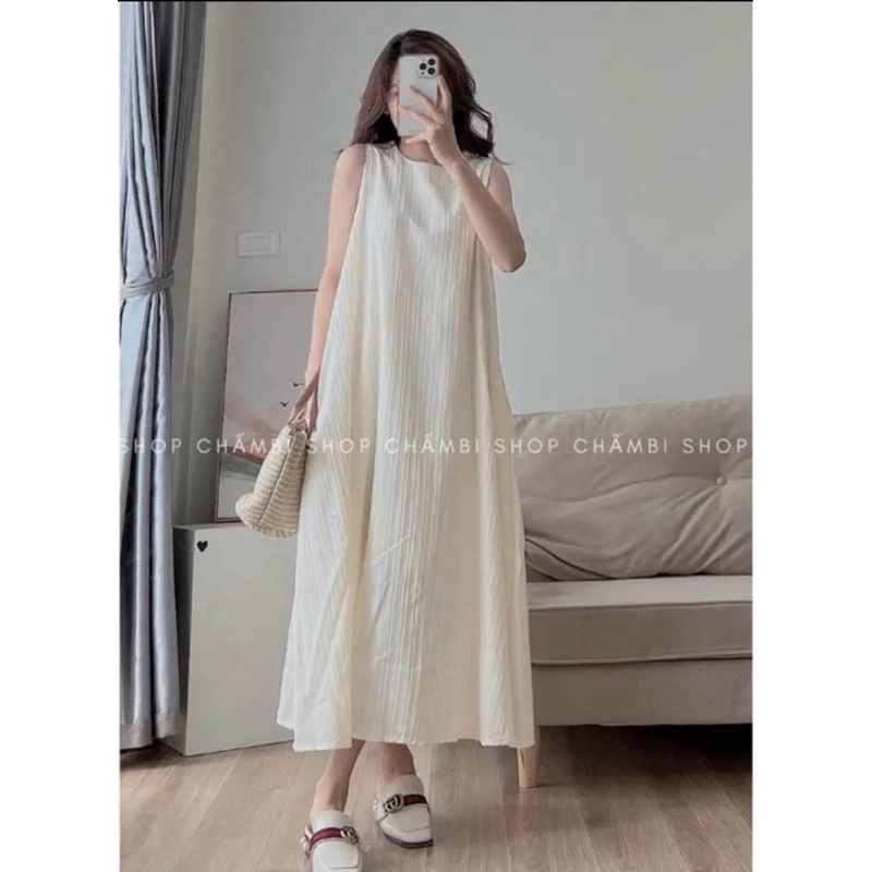 Váy Ba Lỗ Đũi Gân YT40, Đầm Ba Lỗ Dáng Dài 2 Lớp Có Túi Sườn Mặc Hè Siêu Mát | BigBuy360 - bigbuy360.vn