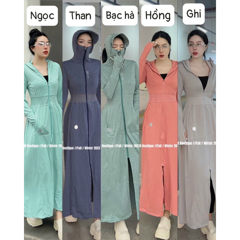 ÁO CHỐNG NẮNG NỮ HIDOLI DÁNG DÀI 2 LỚP CHỐNG TIA UV , 5 màu xinh