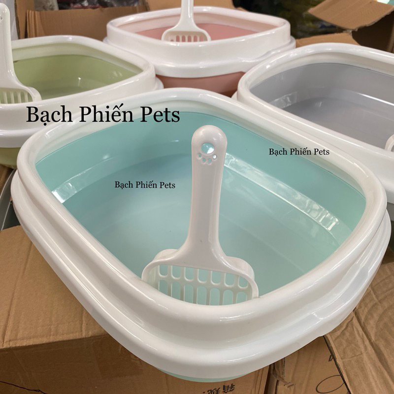 Khay vệ sinh cho mèo nhựa dẻo, chắc chắn, tiện lợi (tặng kèm xẻng) kích thước 40x34x12cm - Bạch Phiến pets .............