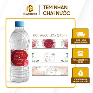 Tem nhãn chai nước trang trí đám cưới, đám hỏi - thay nội dung theo yêu cầu
