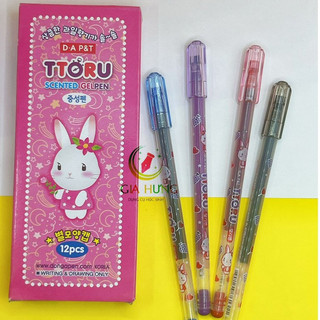 Hộp 12 bút gel hàn quốc d.a p&t ttoru 0.4mm mực xanh, đỏ, đen, tím