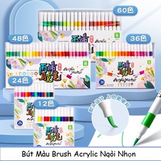 [Ngòi Nhọn] Bút màu Acrylic Marker Đầu Cọ/Brush Viết Được Trên Nhiều Vật Liệu, Không Lem Giấy, Bền Màu, Chồng Màu Được