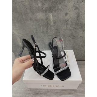 Giày Sandal Cao Gót 7cm Quai Mảnh Phối Đá K054
