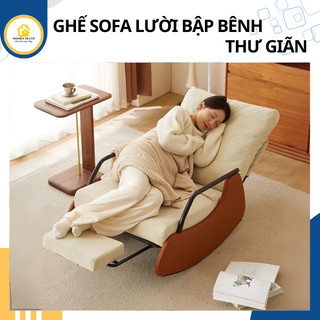 Ghế sofa lười bập bênh thư giãn, ghế lười kiểu dáng bắc âu vintage, ghế sofa bập bênh ngã lưng, ghế bành, ghế lười m210