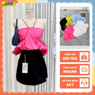 Áo hai dây Baby doll phối bồng rúm ngực Năm Màu chất mềm dễ phối đồ C&H Clothing