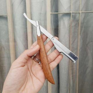 Cán gỗ cầm tay lắp dao lam cạo lông mặt, cắt tóc nhỏ gọn tiện lợi