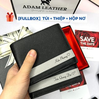 [FULLBOX] Ví Da Khắc Tên  Adam Leather, Ví Nam Cao Cấp kèm Túi, thiệp, hộp nơ - Quà tặng người thân