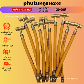 Dây bơm 2 đầu Hanader, Đầu dắt bơm hơi dành cho ô tô xe máy loại màu vàng 2 đầu bơm phutungsuaxe