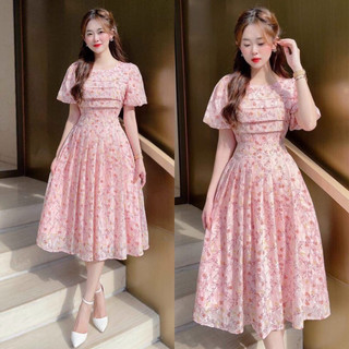 Đầm voan hoa _ đầm thiết kế nhiều form size m.l.xl.2xl